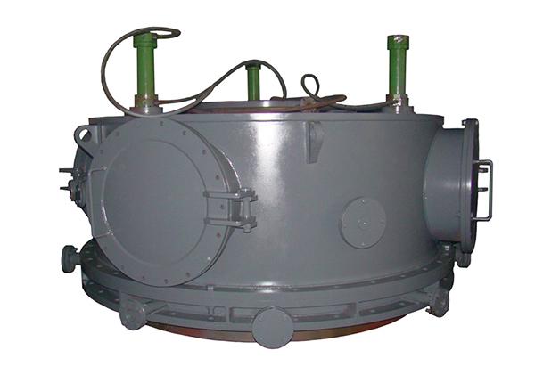 Hydraulic blast furnace material distributor